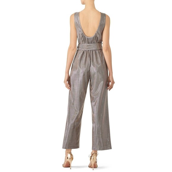 Carolina Ritzler Mae Jumpsuit Shimmer Sleeveless Silver M - Picture 3 of 13